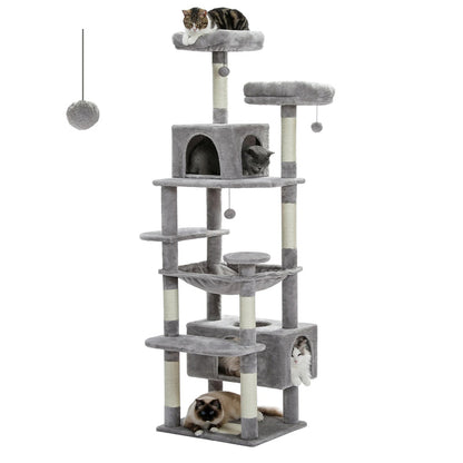 184Cm Large Cat Tree Tower with Scratching Posts - Hammock - Perches & Condos